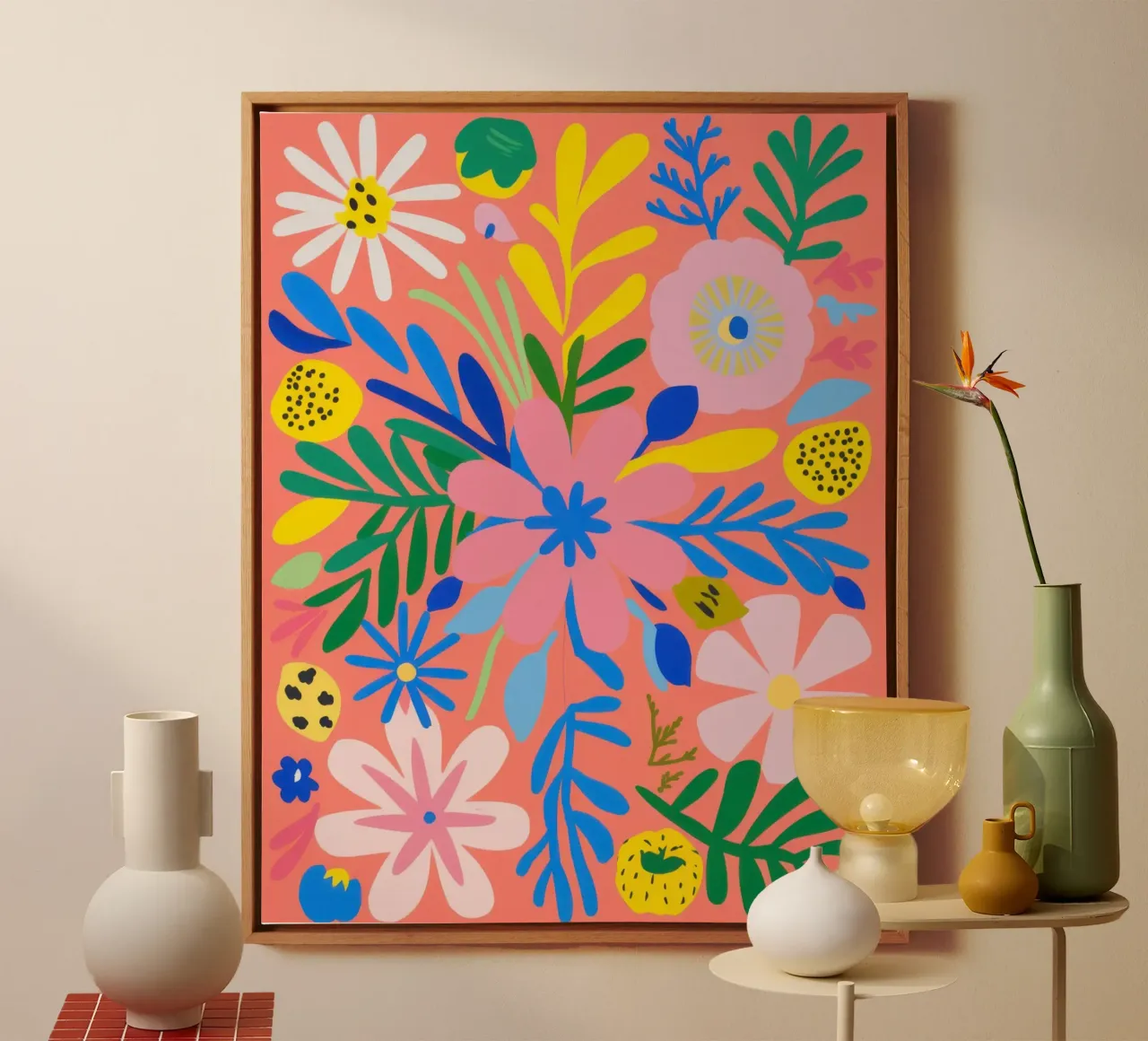 Fioritura cromatica tela con Cornice a cassetta da Frame Aura