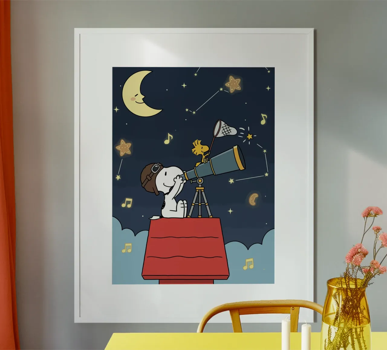 Whimsical Snoopy Stargazing Art poster da Dumery Art