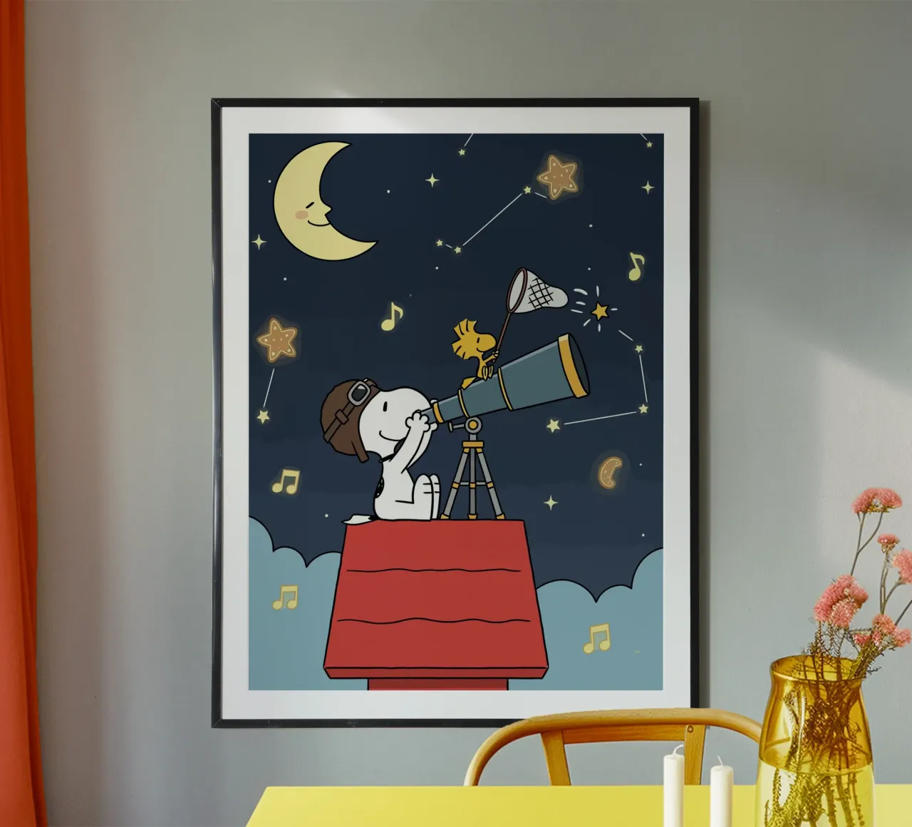 Whimsical Snoopy Stargazing Art poster da Dumery Art