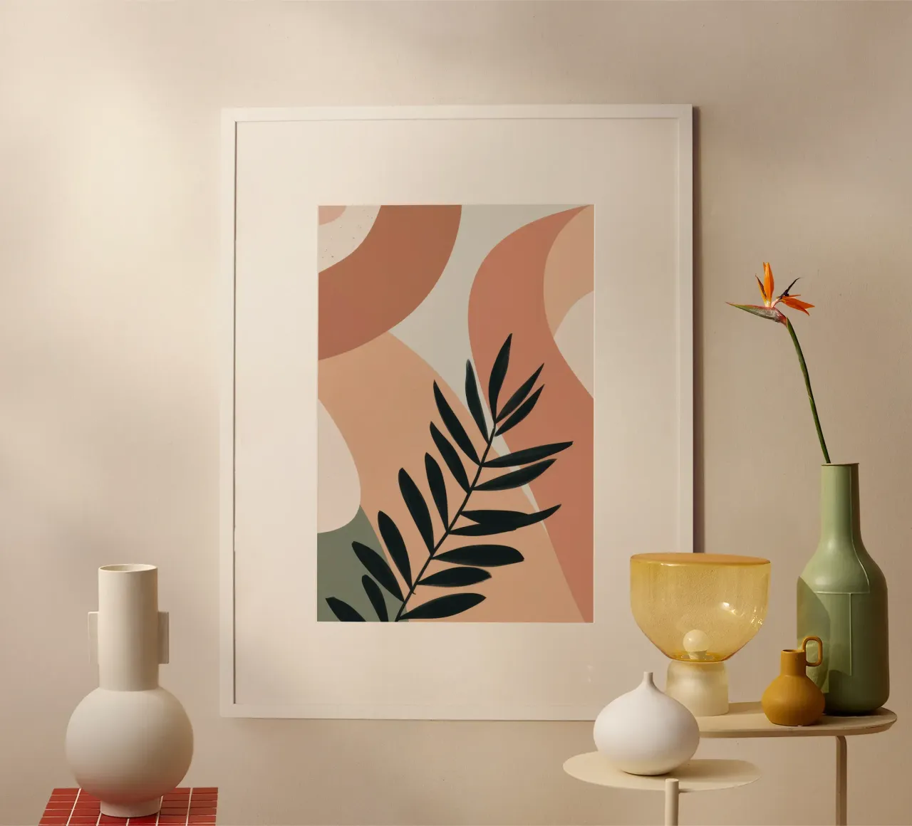 Abstracte aardse golven poster van Frame Aura