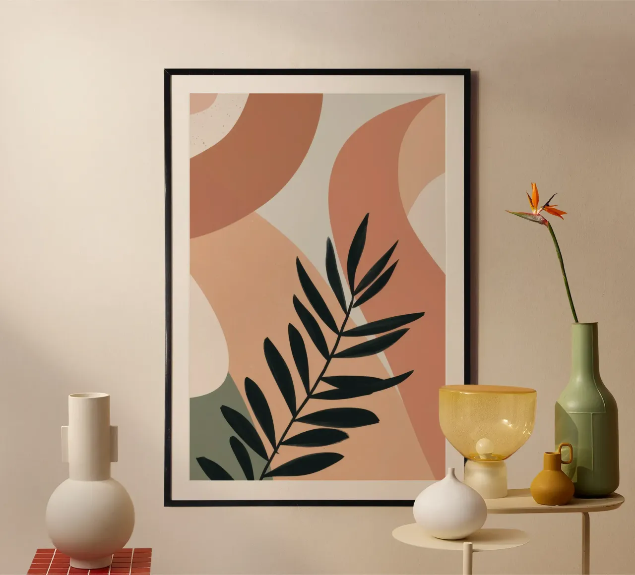 Abstracte aardse golven poster van Frame Aura