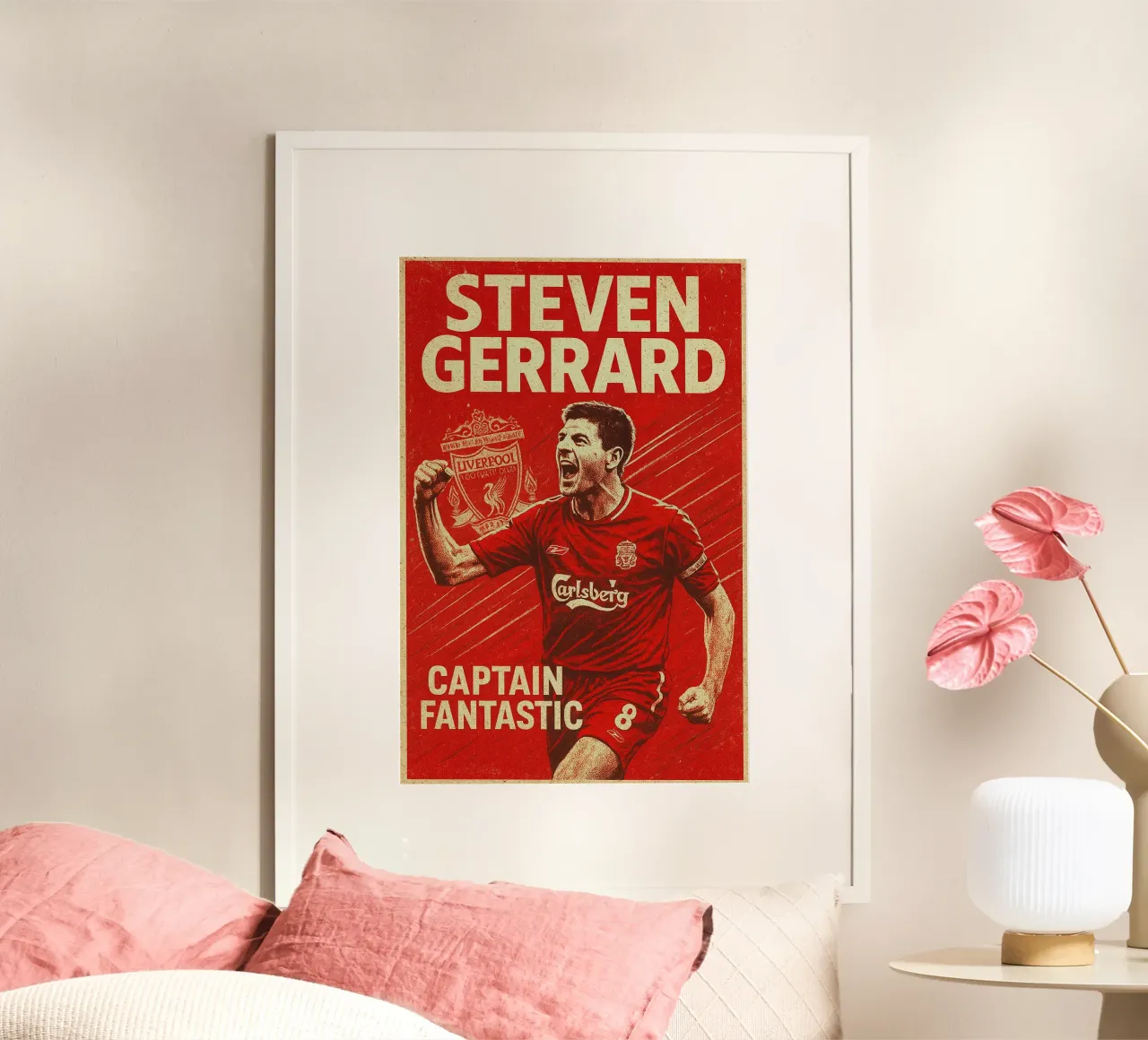 Steven Gerrard poster con telaio in legno da Cyberpunk Canvas