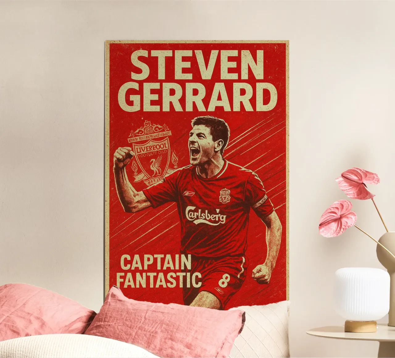 Steven Gerrard poster con telaio in legno da Cyberpunk Canvas