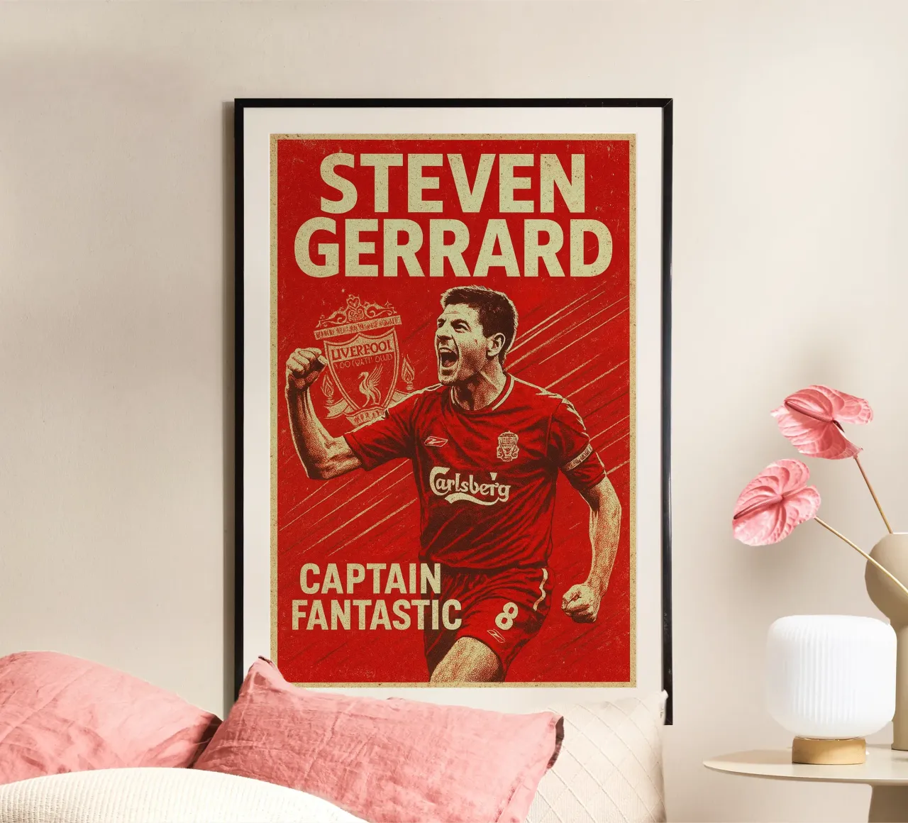 Steven Gerrard poster con telaio in legno da Cyberpunk Canvas