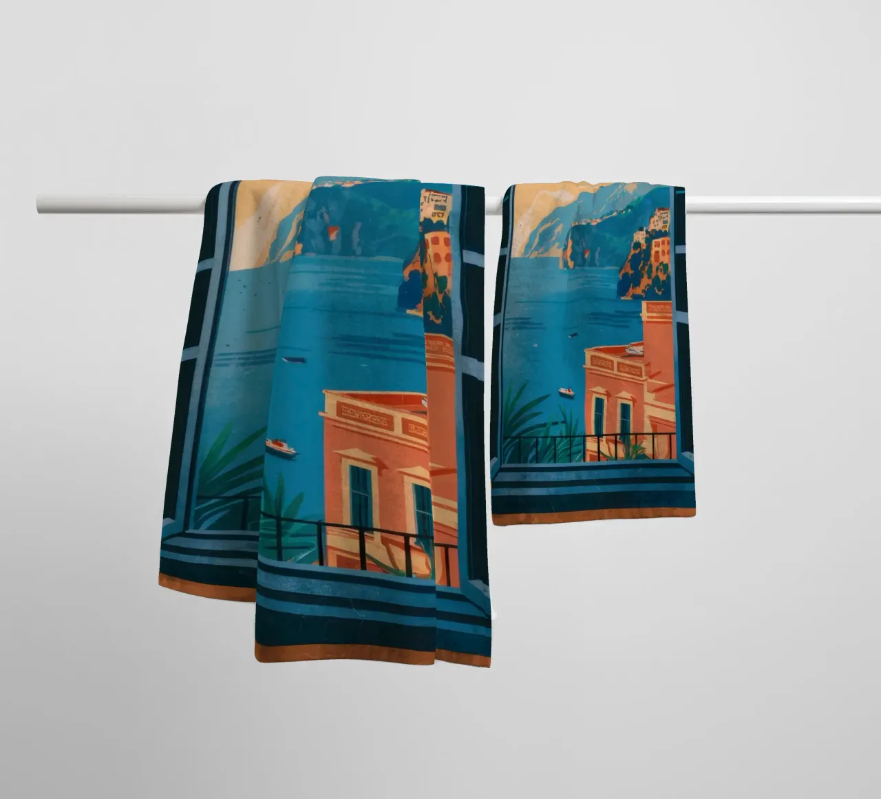 Coastal Window View towel by Frame Aura