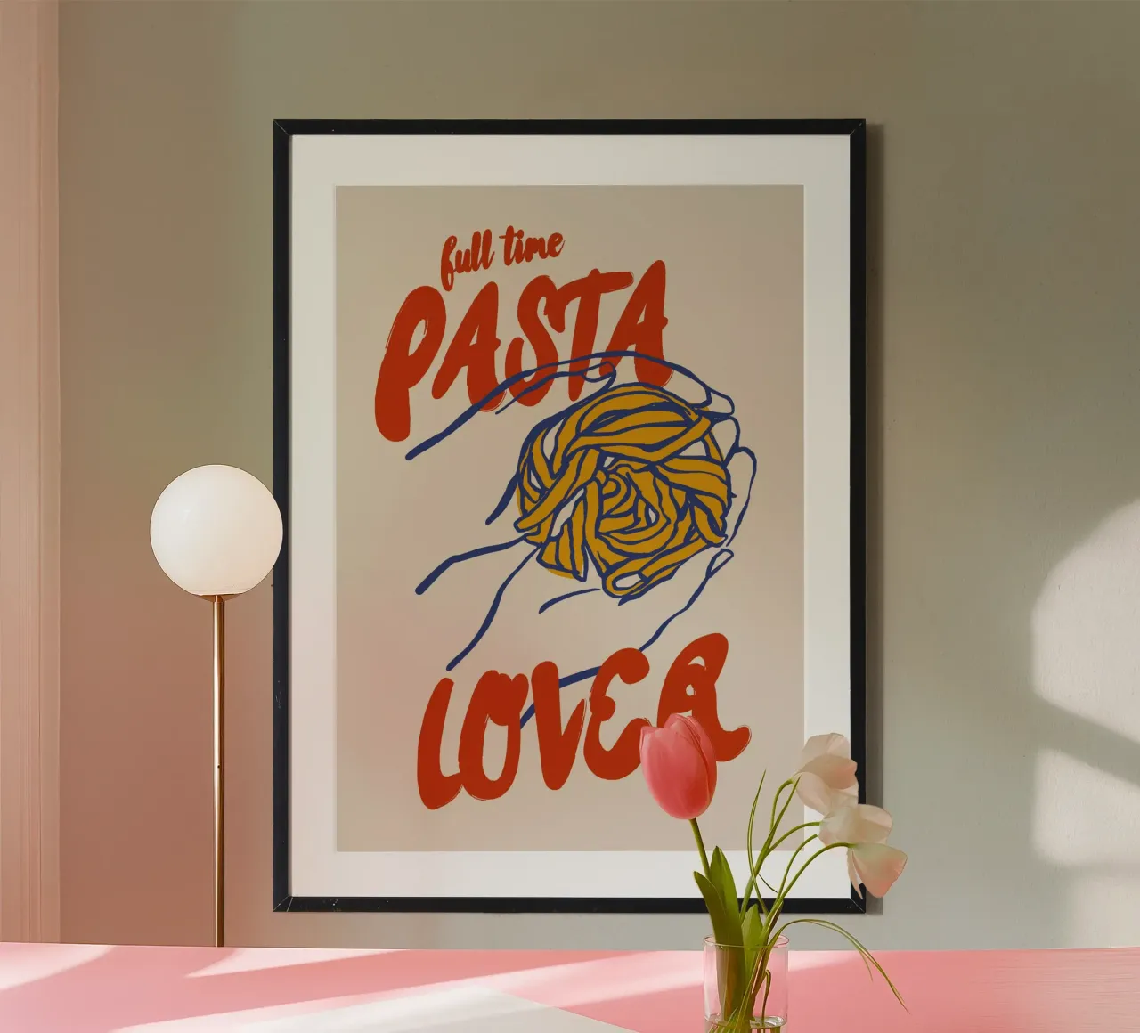 Boho Food 3 Pasta Lover poster avec cadre en plastique de Boho Print Collection