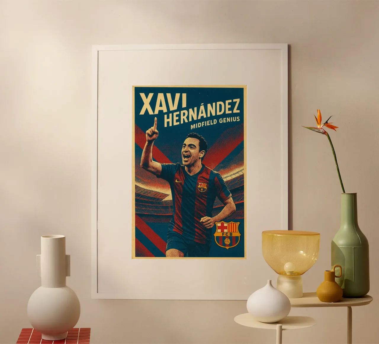 Xavi Hernandez poster con telaio in legno da Cyberpunk Canvas