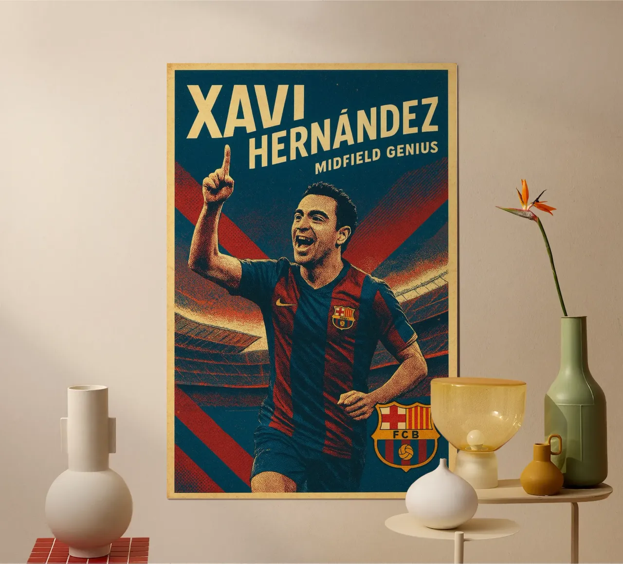 Xavi Hernandez poster con telaio in legno da Cyberpunk Canvas