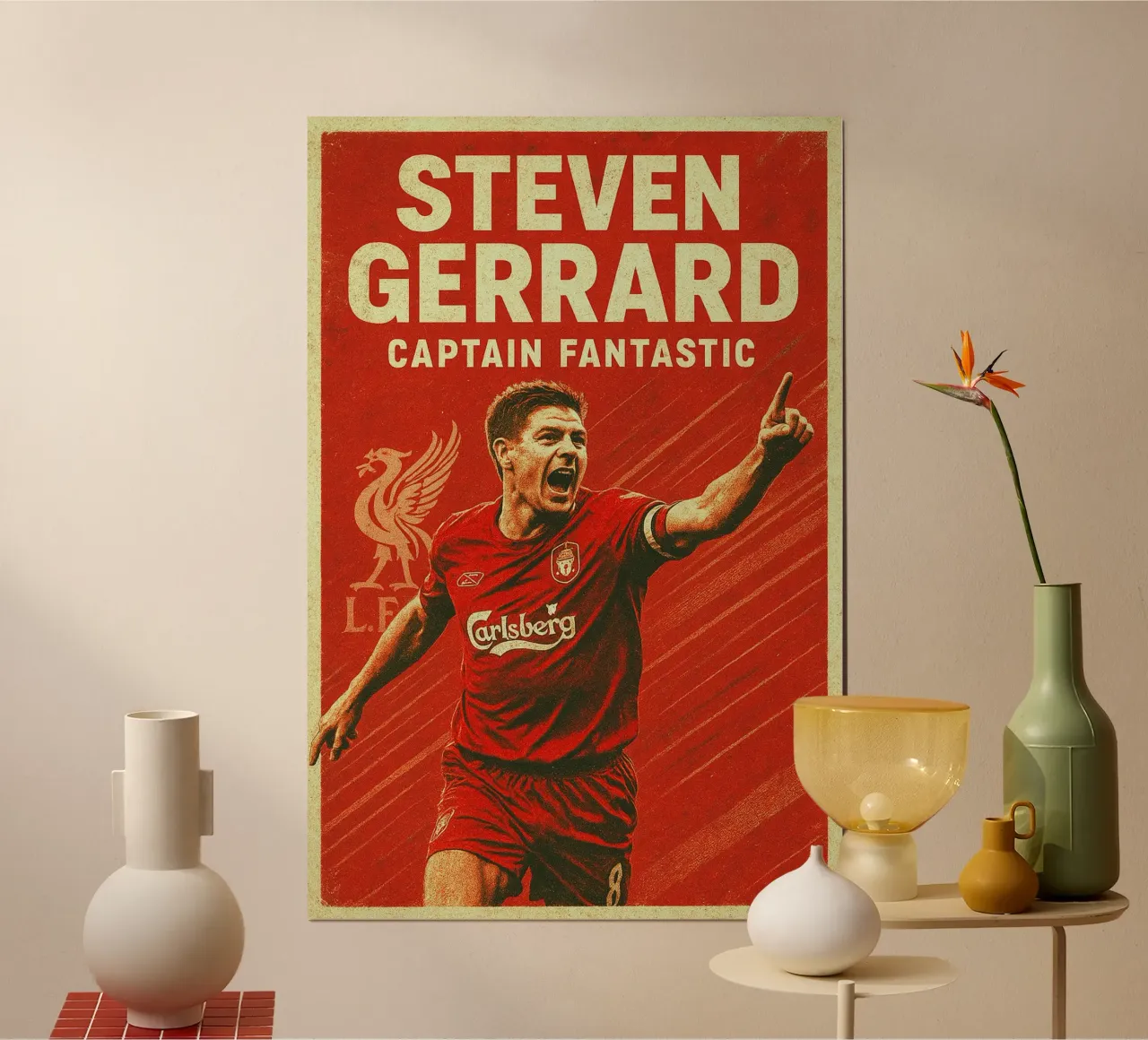 Steven Gerrard poster con telaio in legno da Cyberpunk Canvas