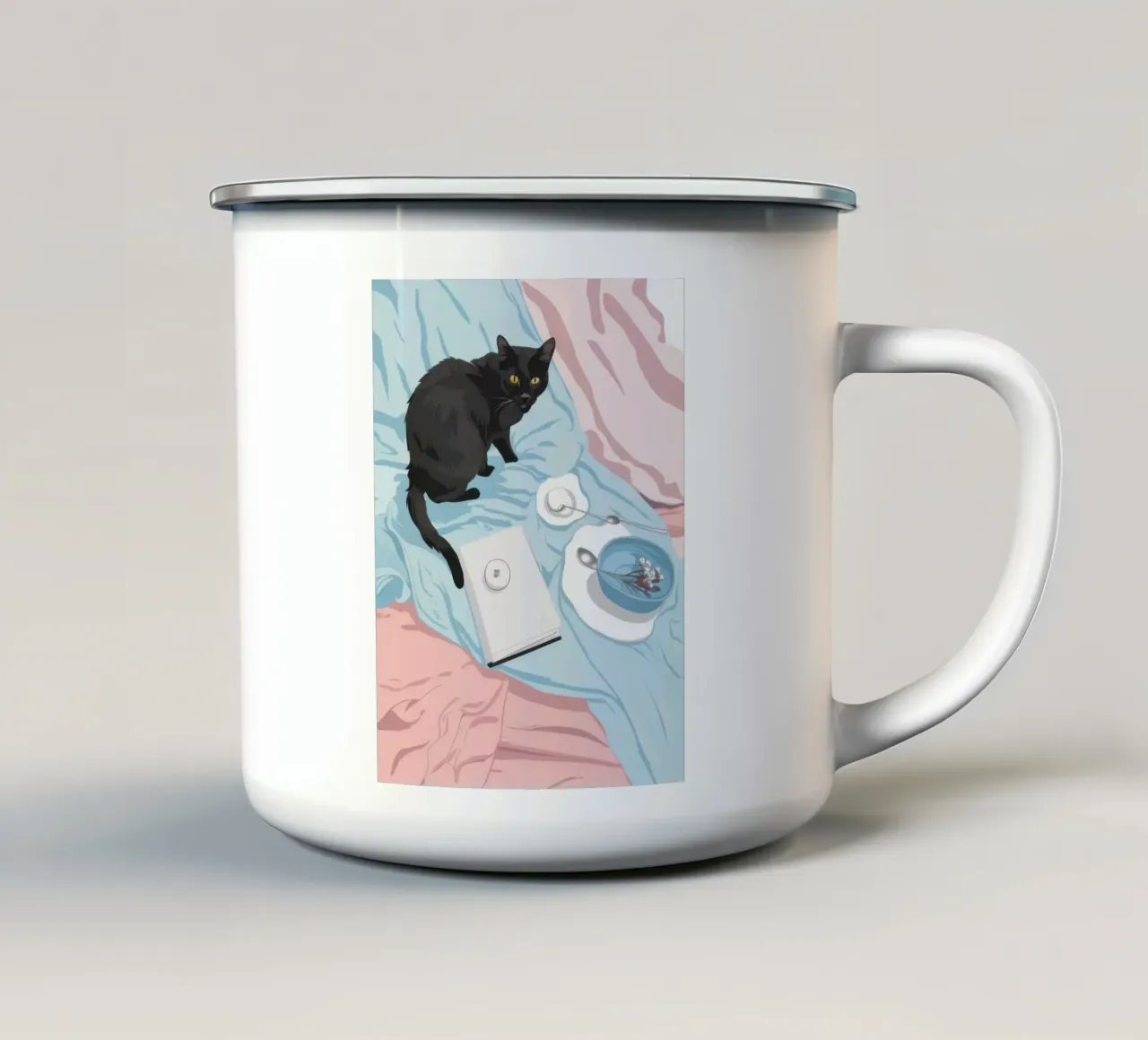 Tè felino di mezzanotte tazza in smalto da Frame Aura