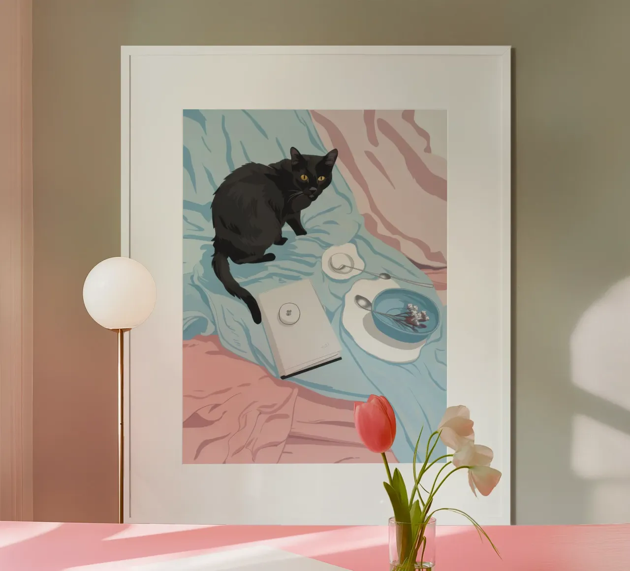 Tè felino di mezzanotte poster da Frame Aura