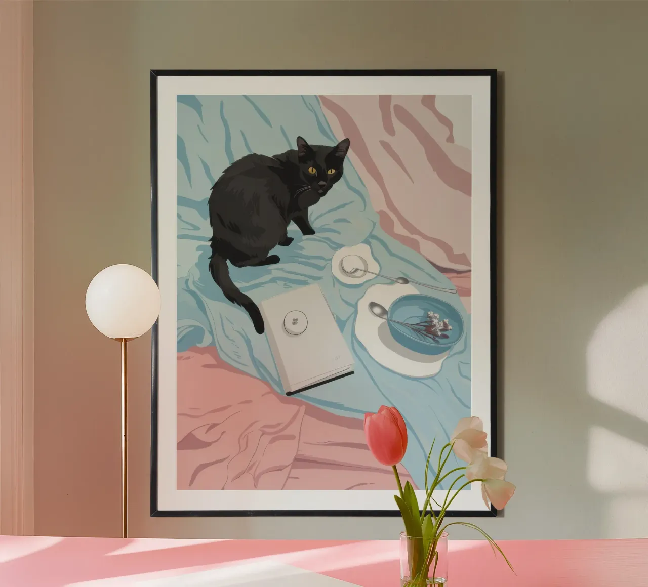 Tè felino di mezzanotte poster da Frame Aura