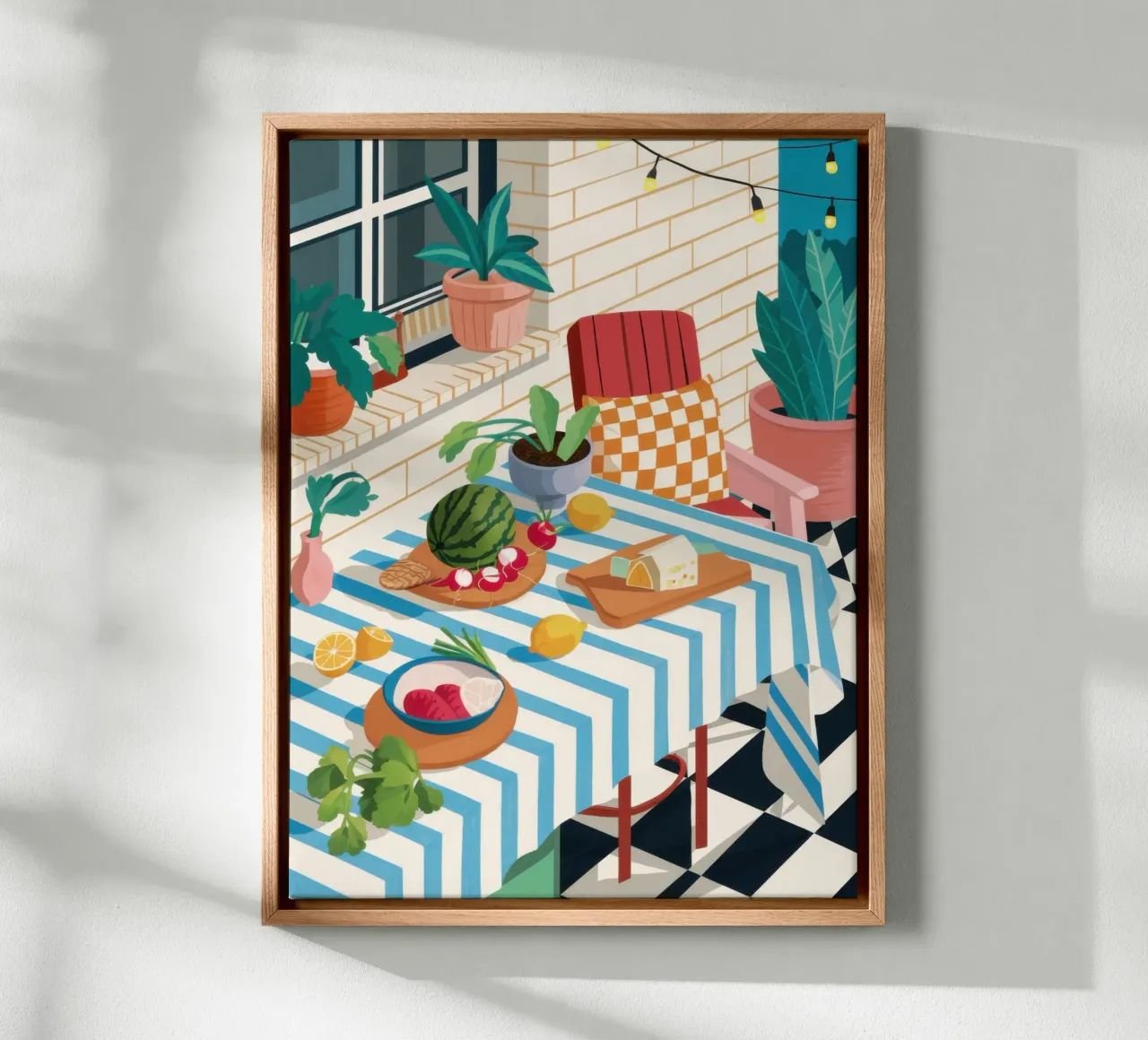 Bohemian Dining Oasis canvas with Floater frame by Frame Aura