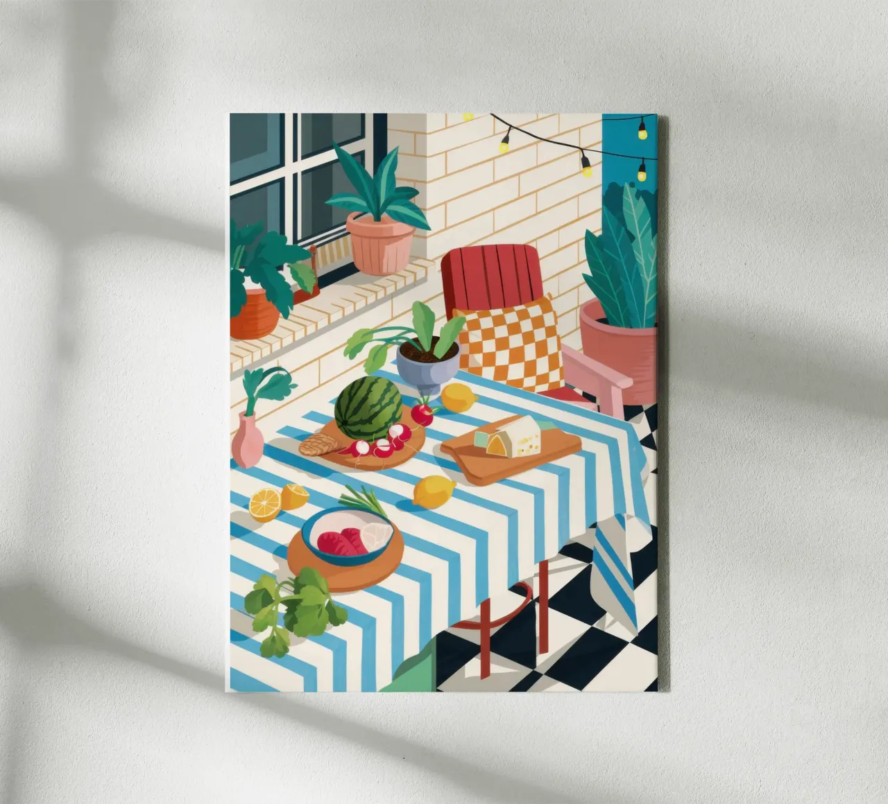 Bohemian Dining Oasis canvas with Floater frame by Frame Aura