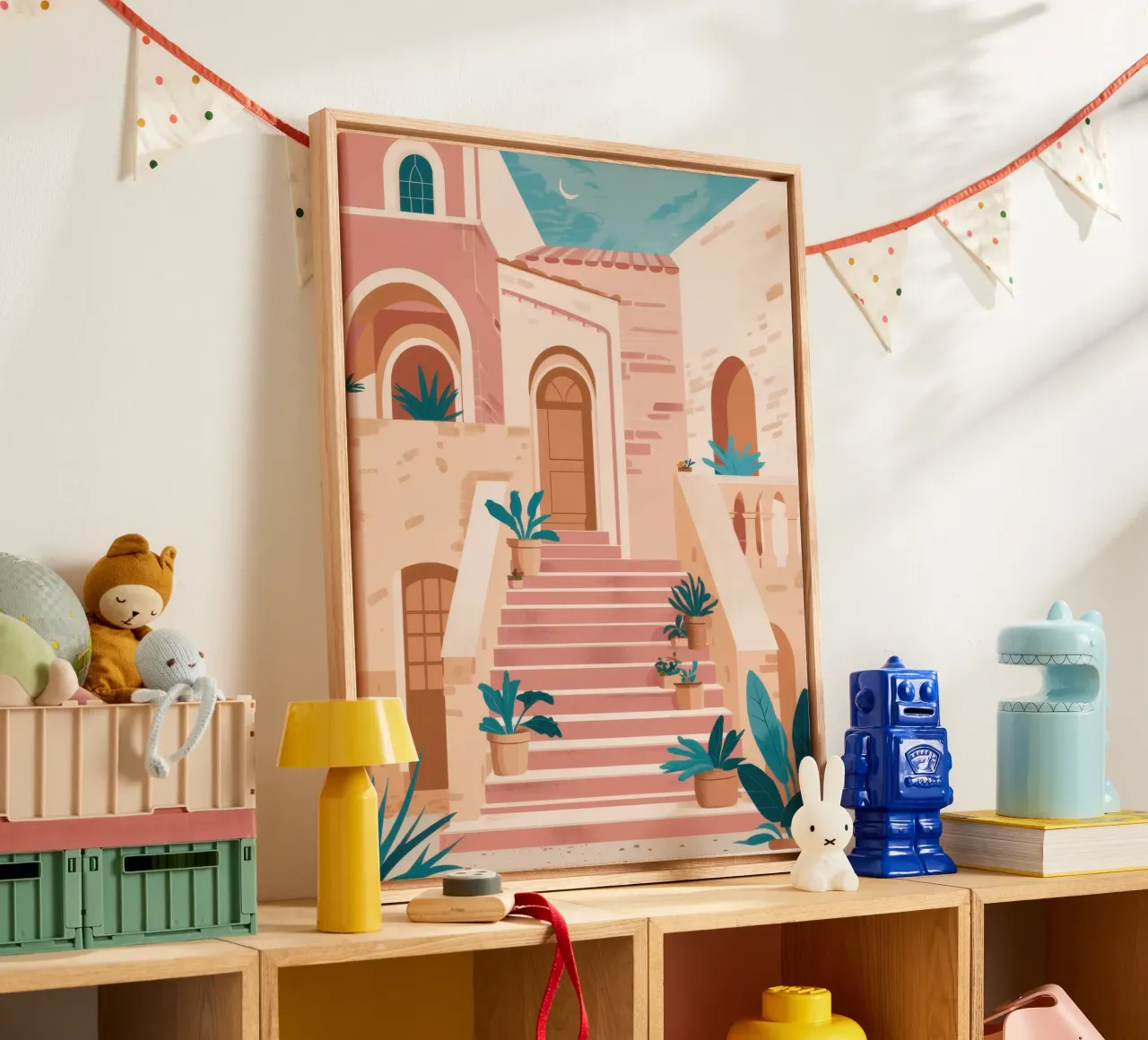 Terracotta trap dromen canvas met Baklijst van Frame Aura