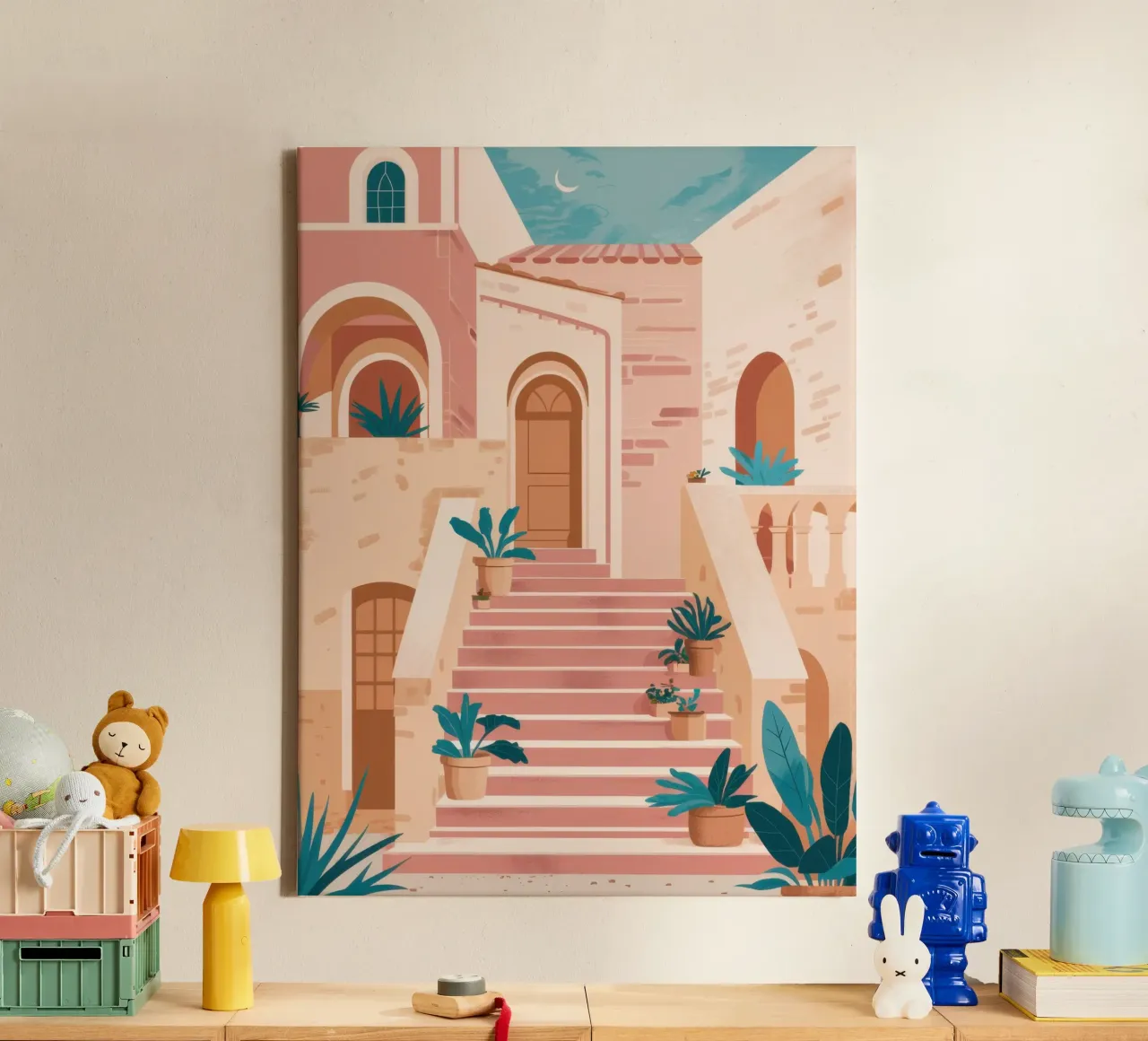 Terracotta trap dromen canvas met Baklijst van Frame Aura