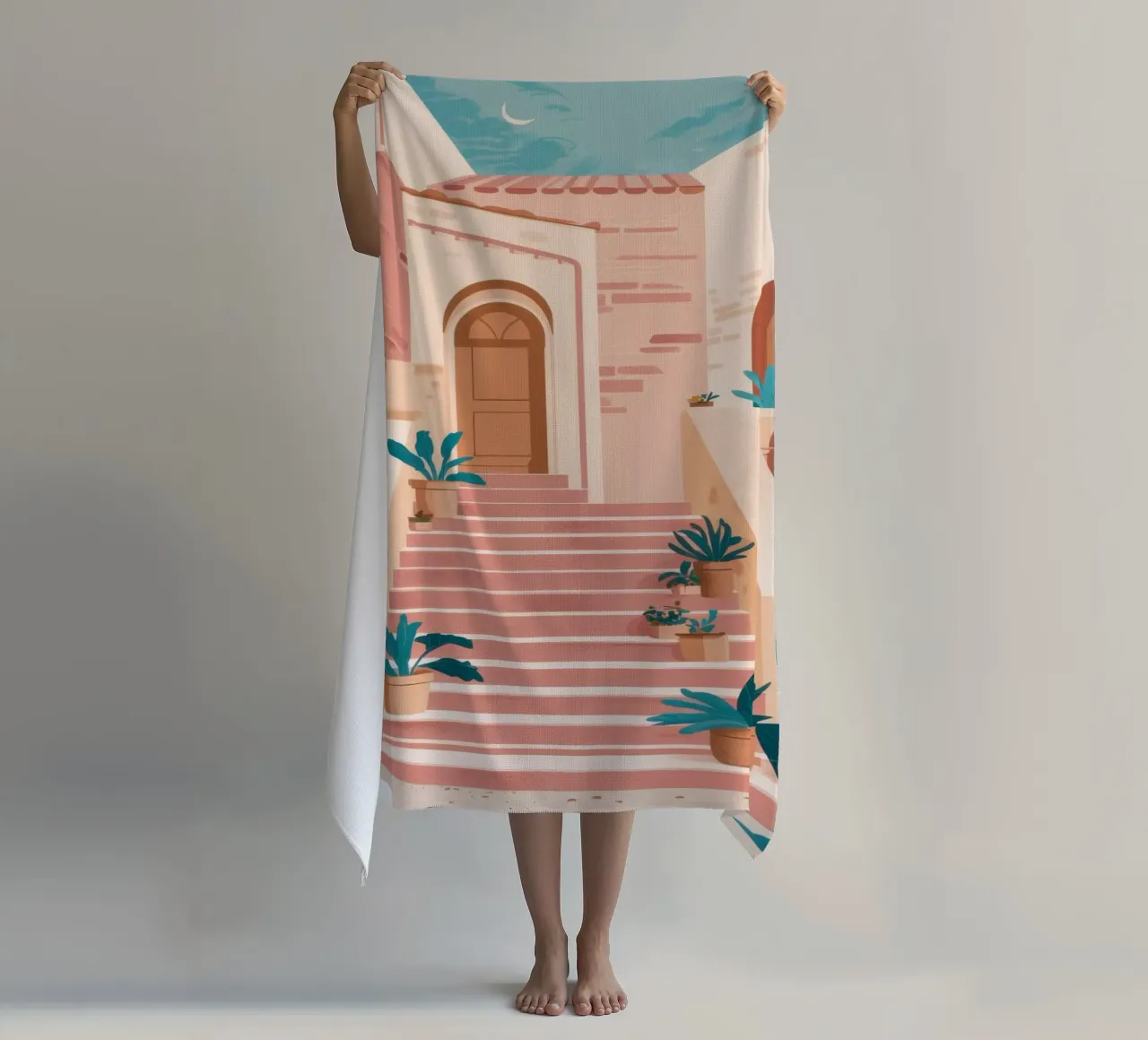 Sogni di scale in terracotta telo mare da Frame Aura