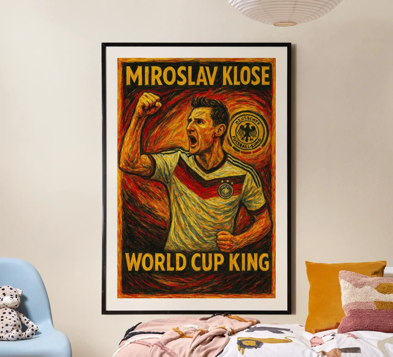 Miroslav Klose poster con telaio in legno da Cyberpunk Canvas