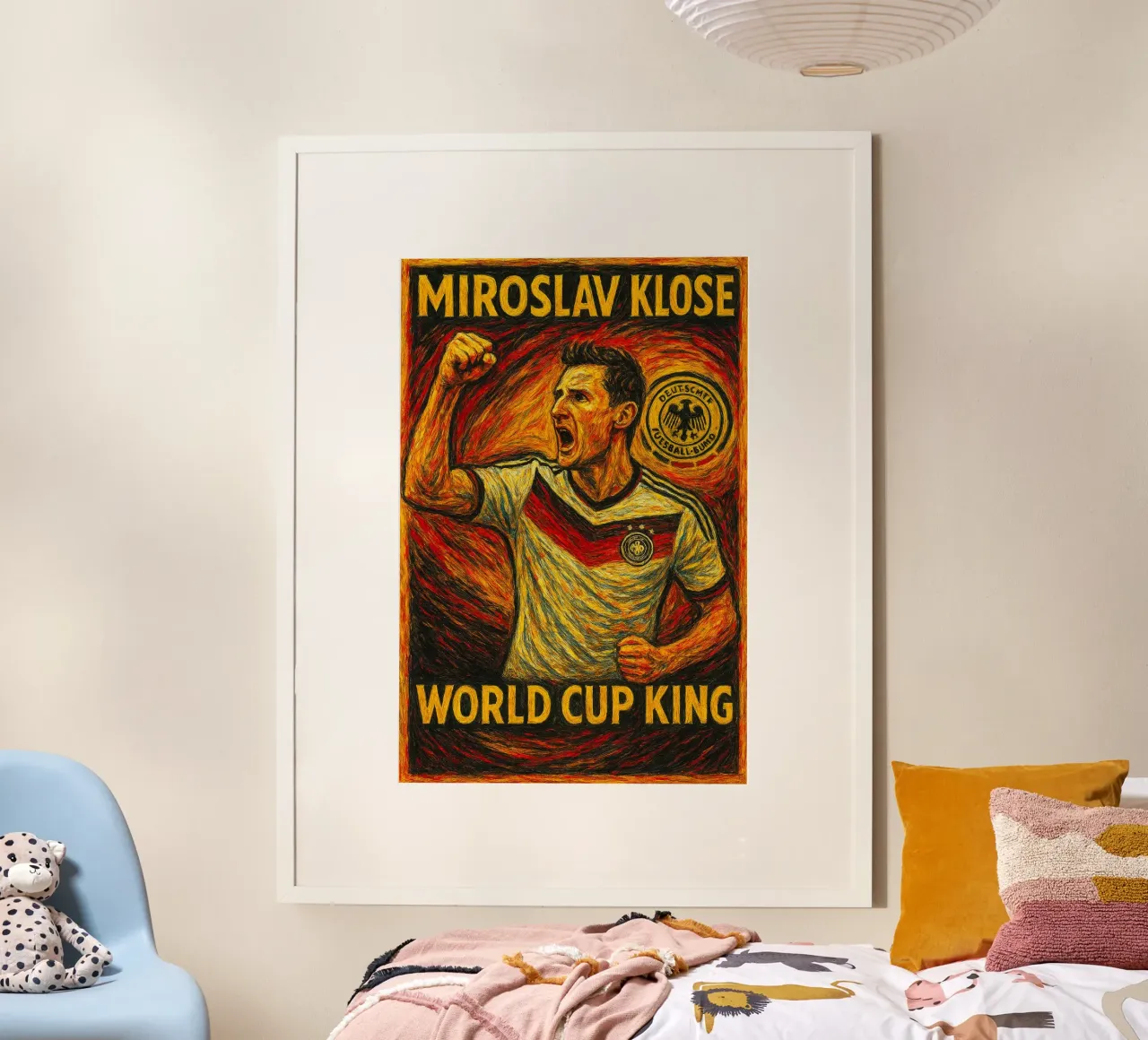 Miroslav Klose poster con telaio in legno da Cyberpunk Canvas