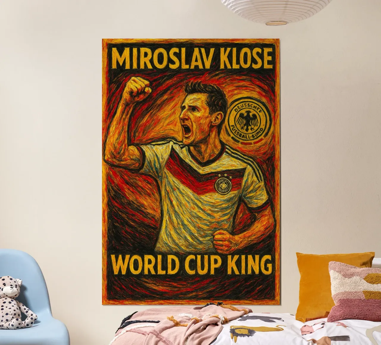 Miroslav Klose poster con telaio in legno da Cyberpunk Canvas