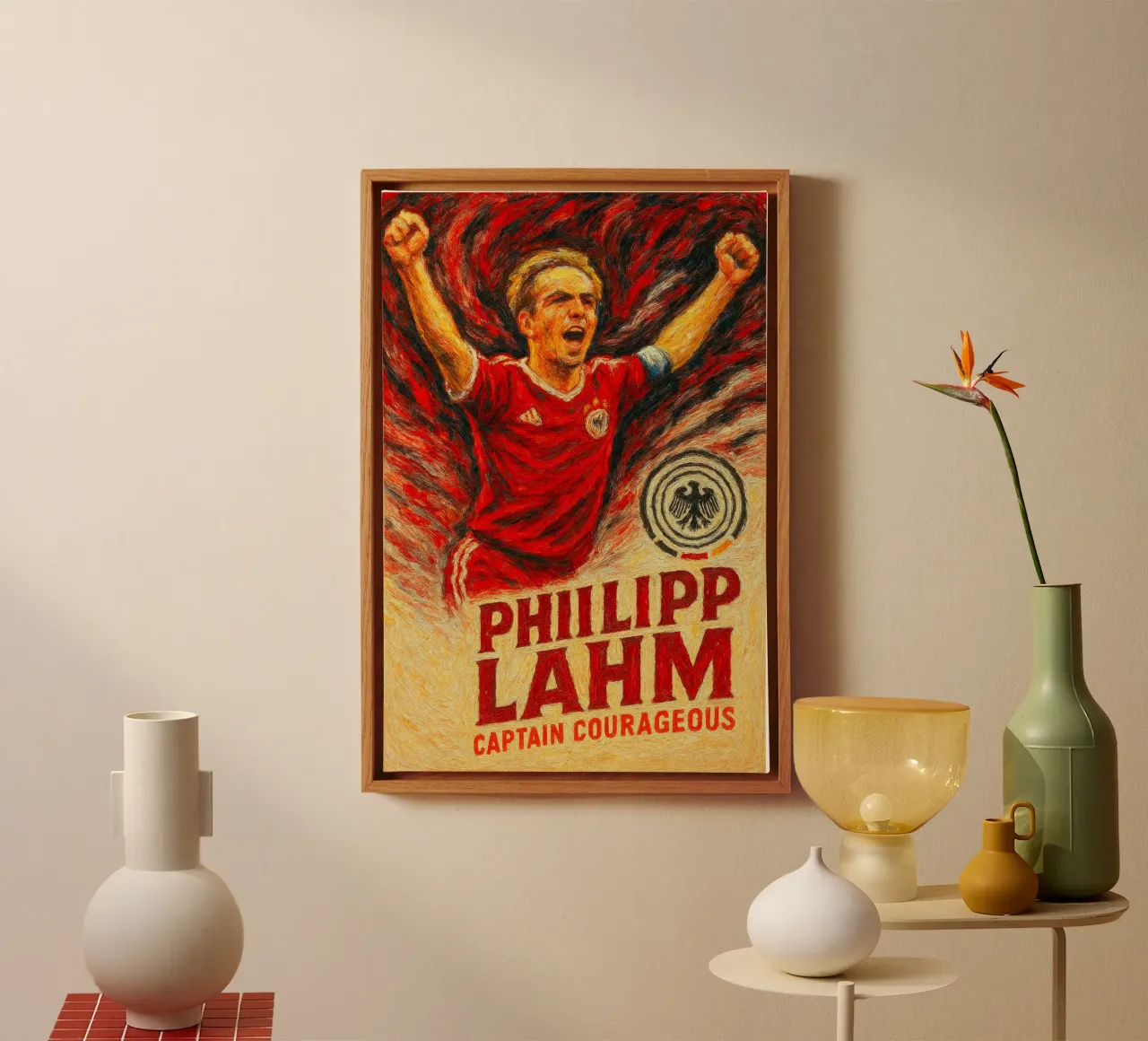 Philipp Lahm capitano coraggioso tela con Cornice a cassetta da Cyberpunk Canvas