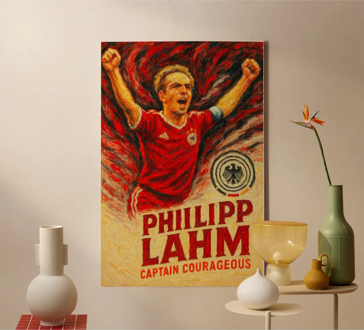 Philipp Lahm capitano coraggioso tela con Cornice a cassetta da Cyberpunk Canvas