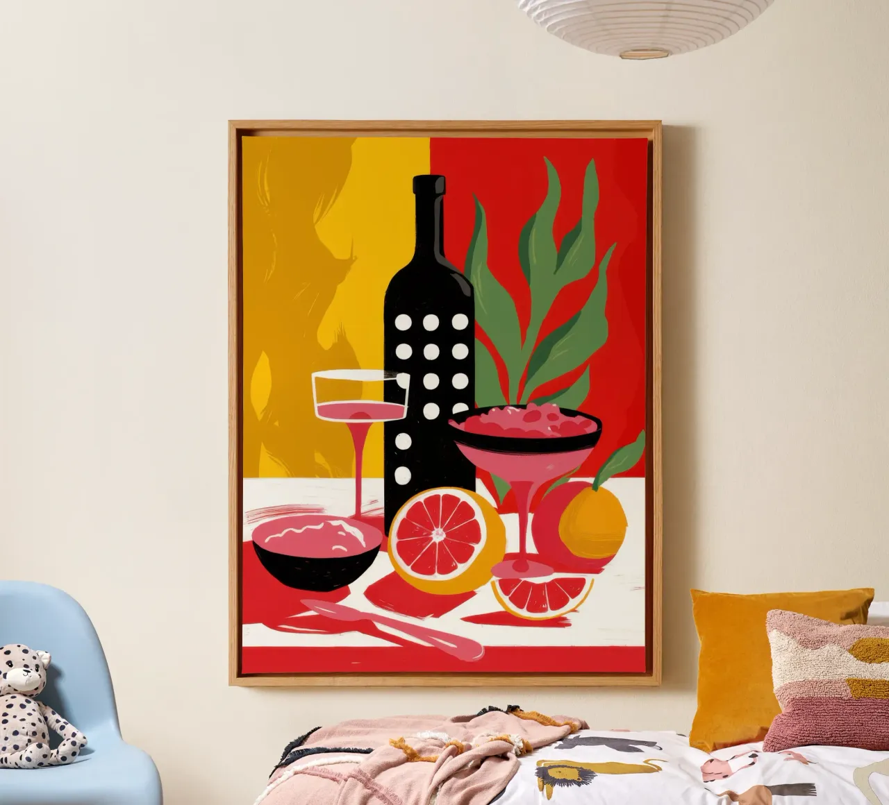 Wijn serenade bij zonsondergang canvas met Baklijst van Frame Aura