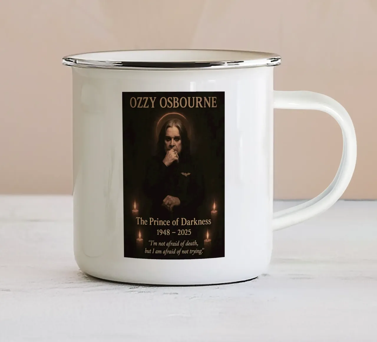 Ozzy Osbourne tazza in smalto da Musadad Shop