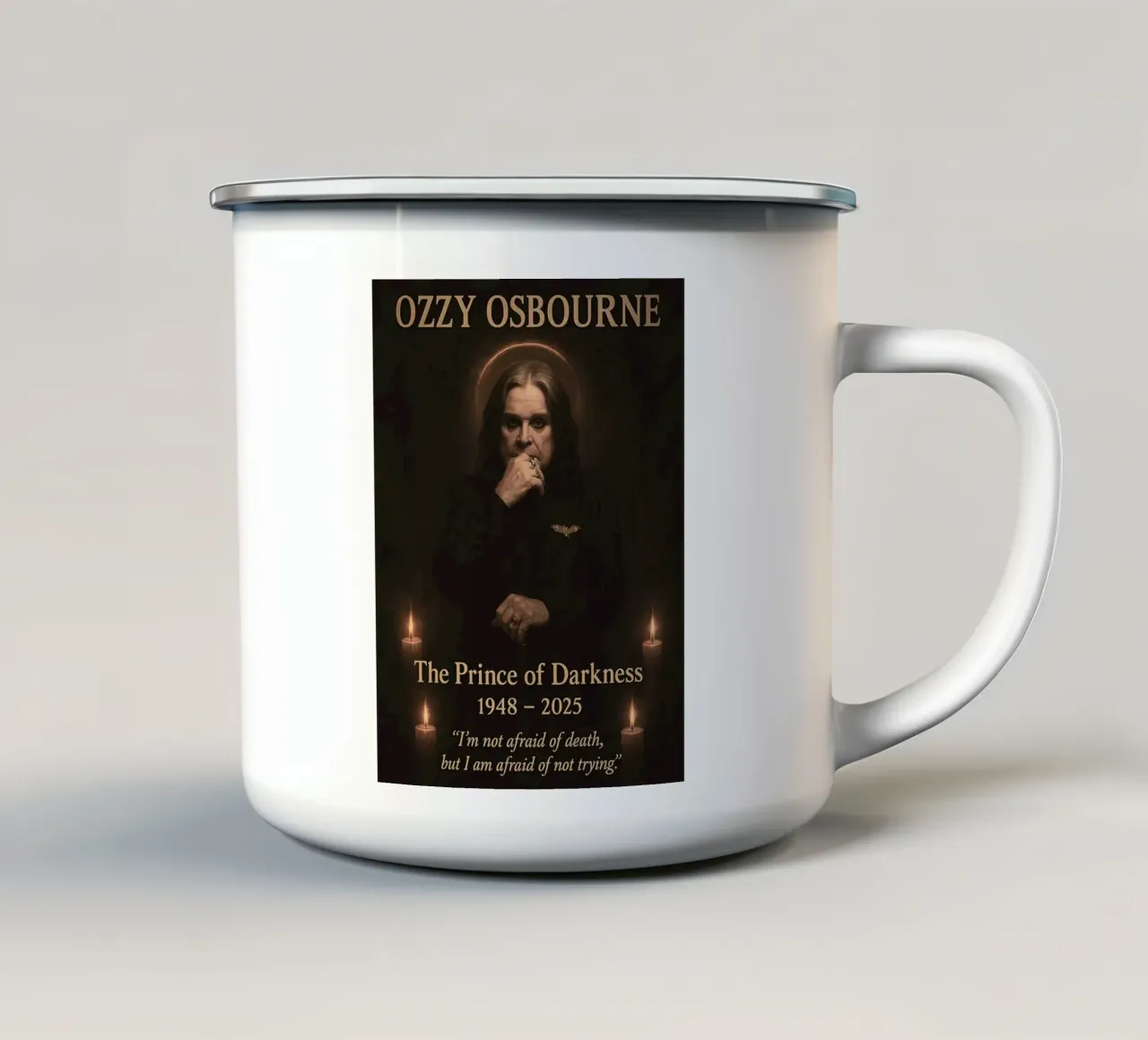 Ozzy Osbourne tazza in smalto da Musadad Shop