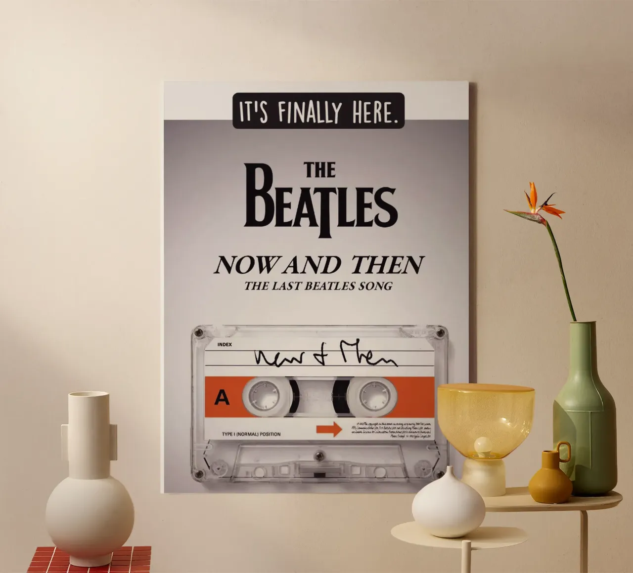 The Beatles Now and Then canvas met Baklijst van Musadad Shop