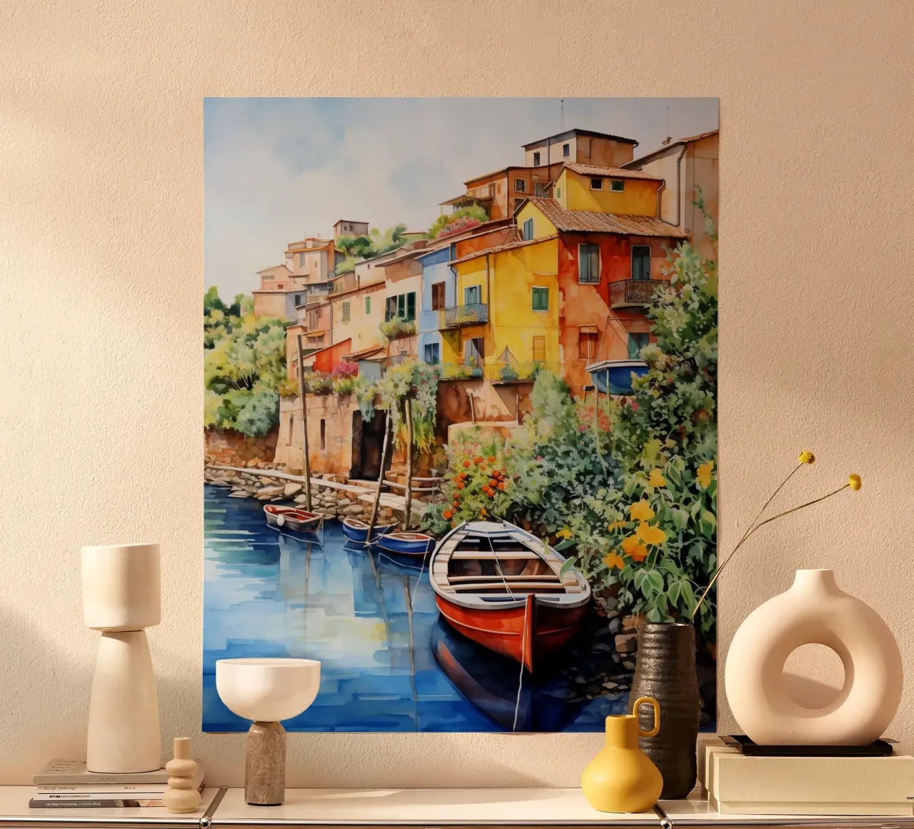 Harbor Village poster con telaio in legno da Artsy Bessy