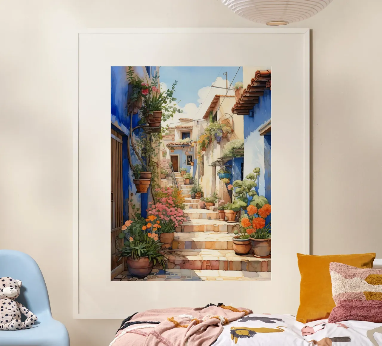 Chefchaouen poster con telaio in legno da Artsy Bessy
