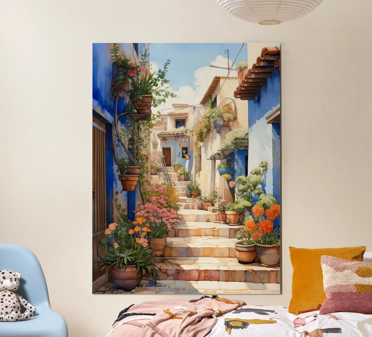 Chefchaouen poster con telaio in legno da Artsy Bessy