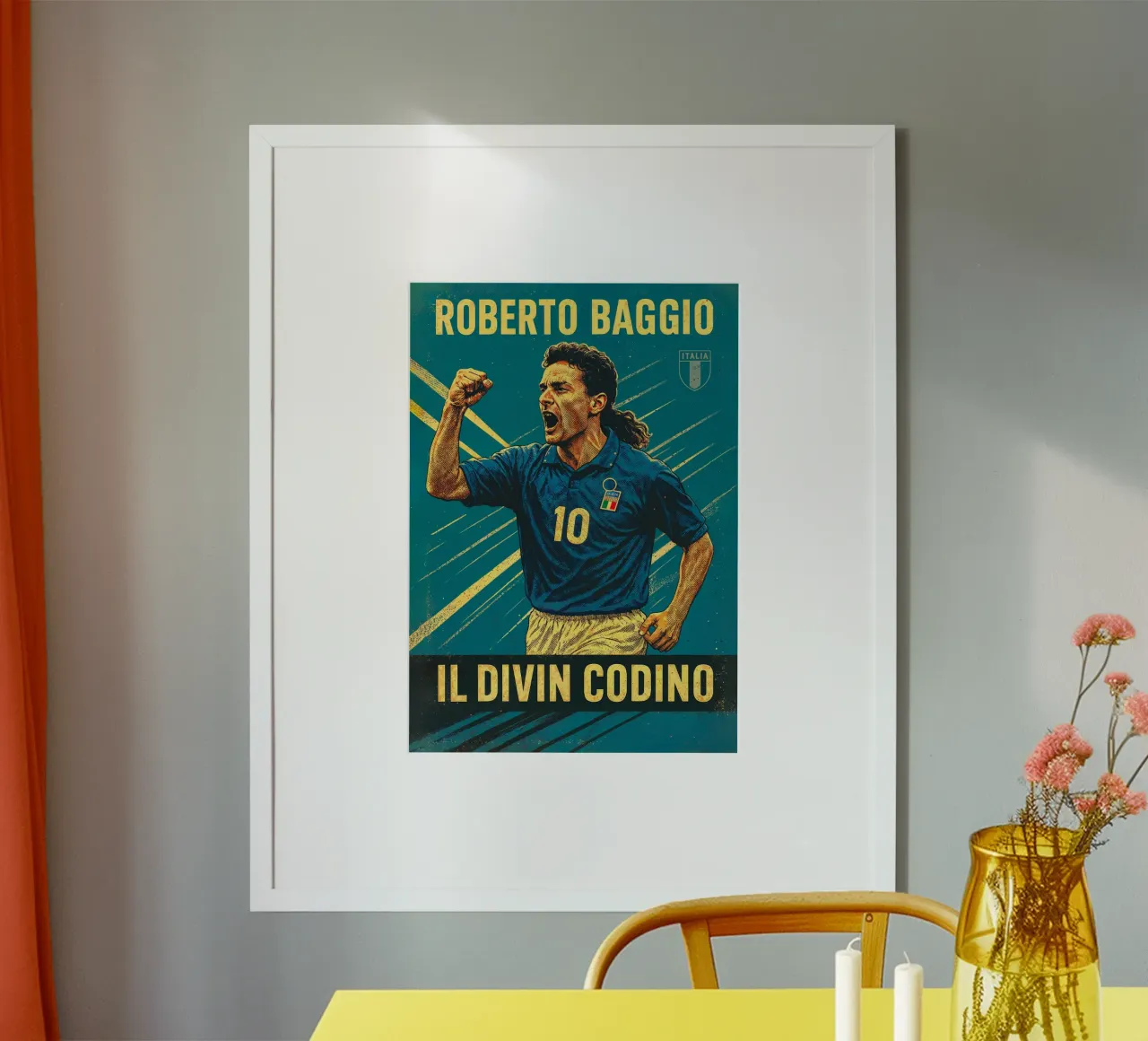 Roberto Baggio poster con telaio in plastica da Cyberpunk Canvas