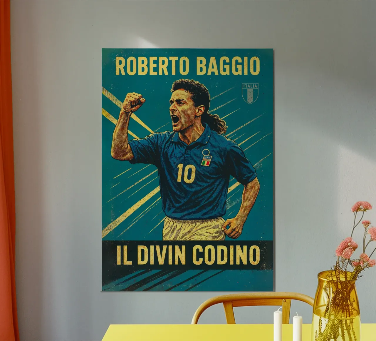 Roberto Baggio poster con telaio in plastica da Cyberpunk Canvas