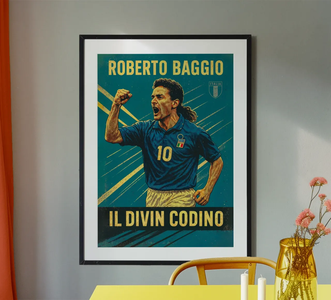 Roberto Baggio poster con telaio in plastica da Cyberpunk Canvas