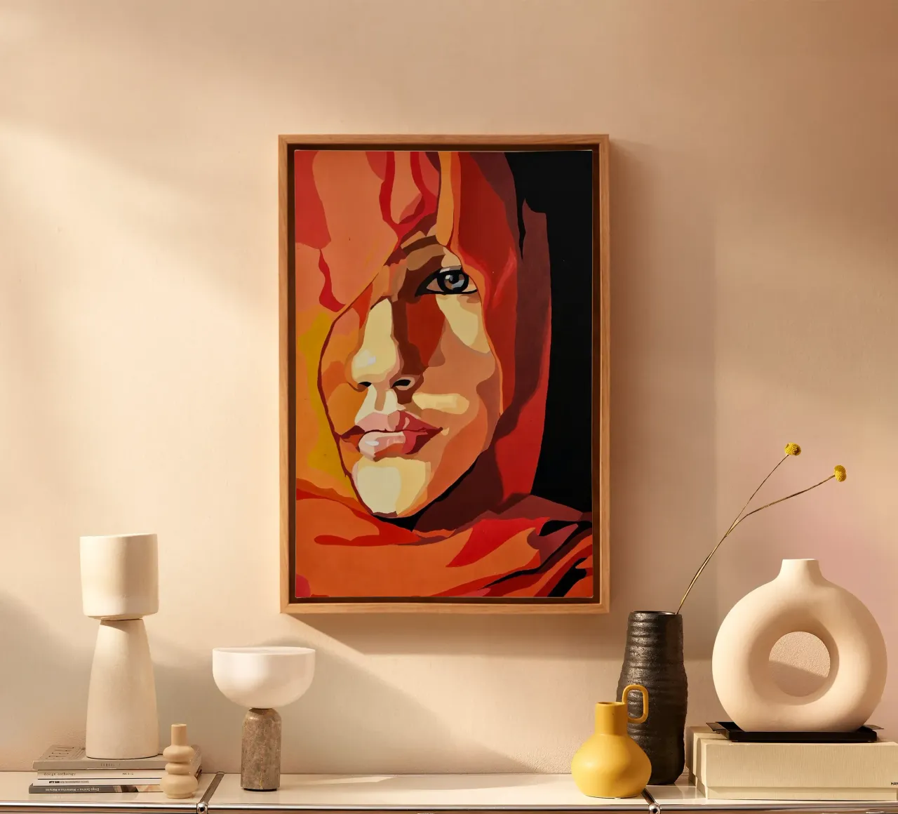 Peeking through the Veil | Poster Colour Art by Anuj Singh canvas with Floater frame by colleen