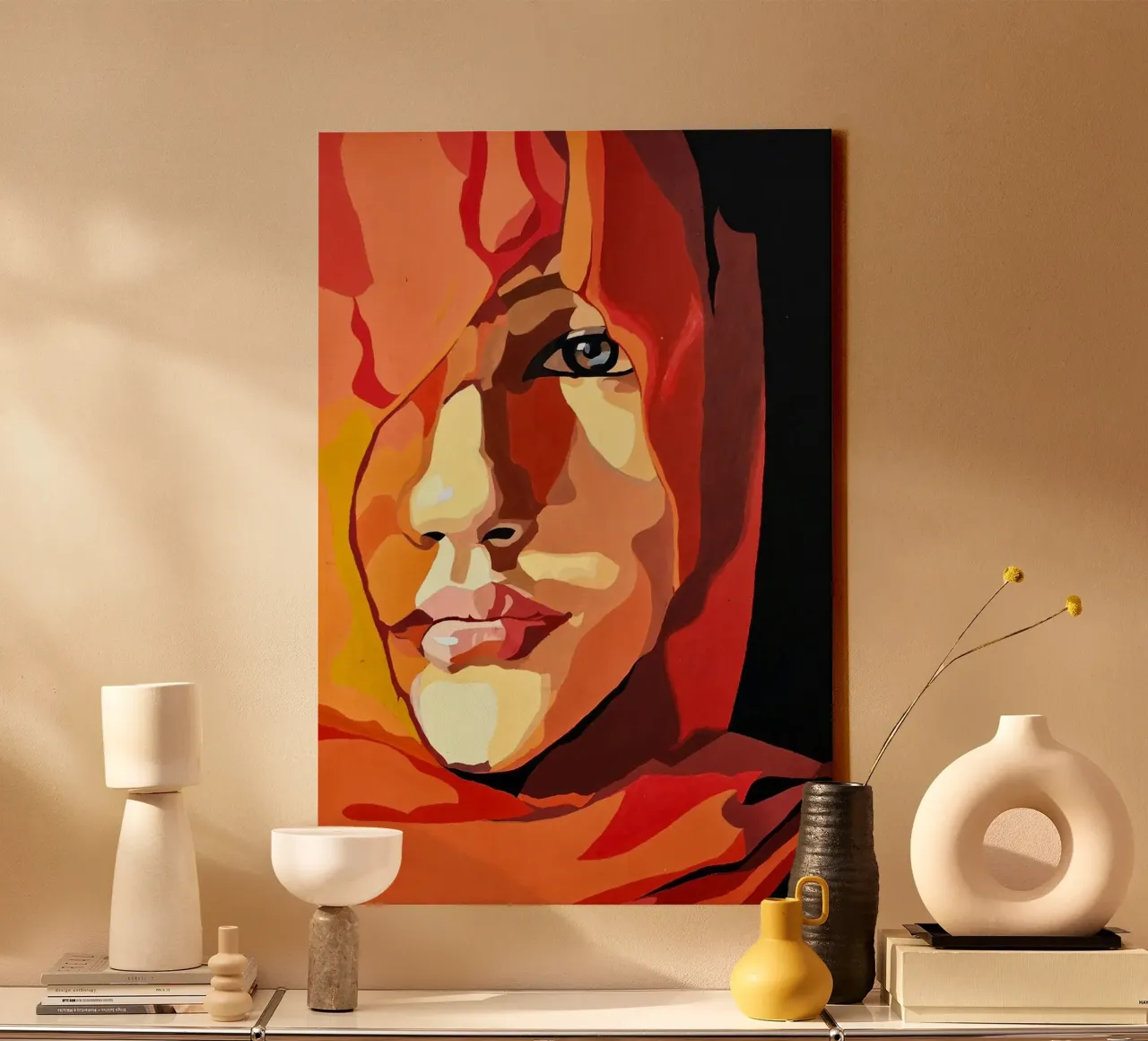 Peeking through the Veil | Poster Colour Art by Anuj Singh canvas with Floater frame by colleen