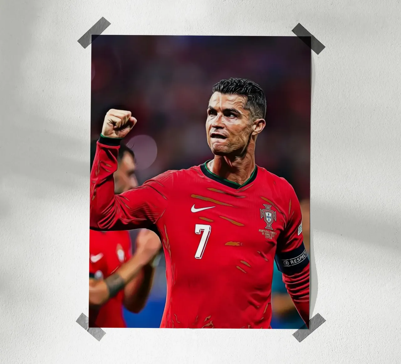 Cristiano Ronaldo in posa vittoriosa in arte digitale poster da ArdanART