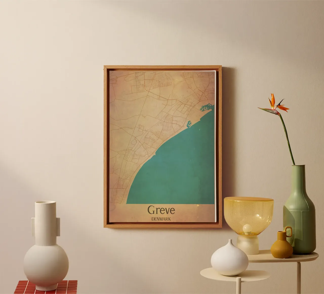 Greve DENMARK canvas met Baklijst van WorldPrint