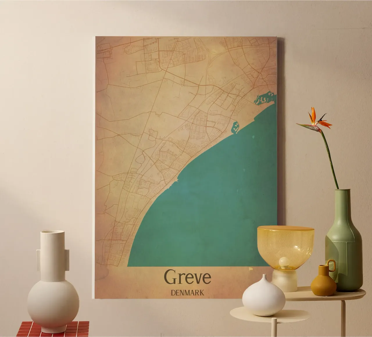 Greve DENMARK canvas met Baklijst van WorldPrint