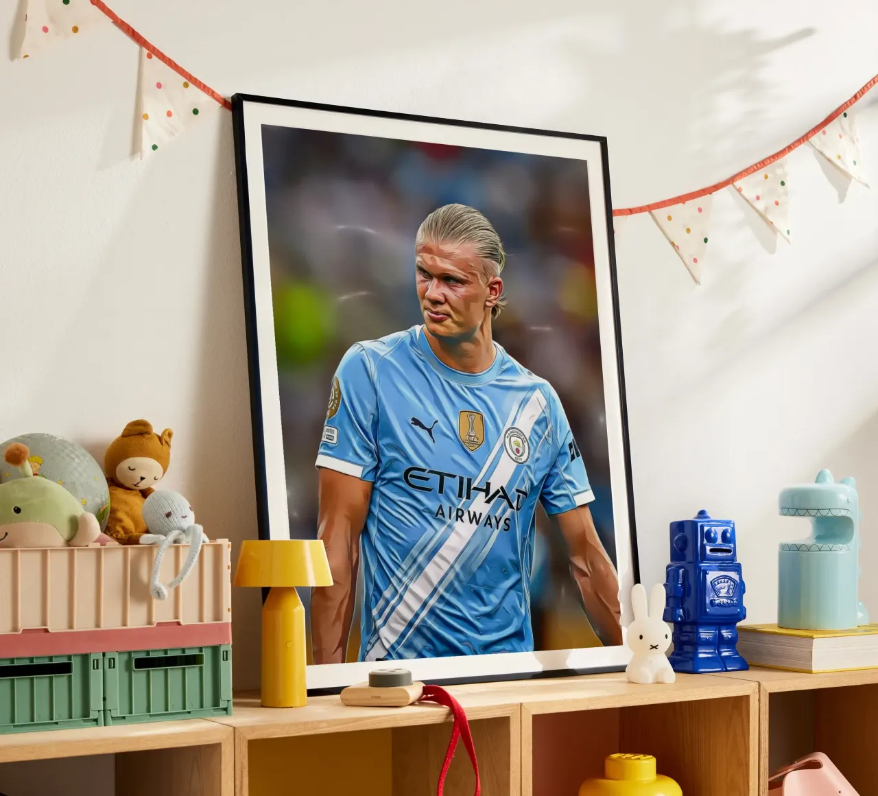 Erling Haaland Digital Art Portrait poster con telaio in legno da ArdanART