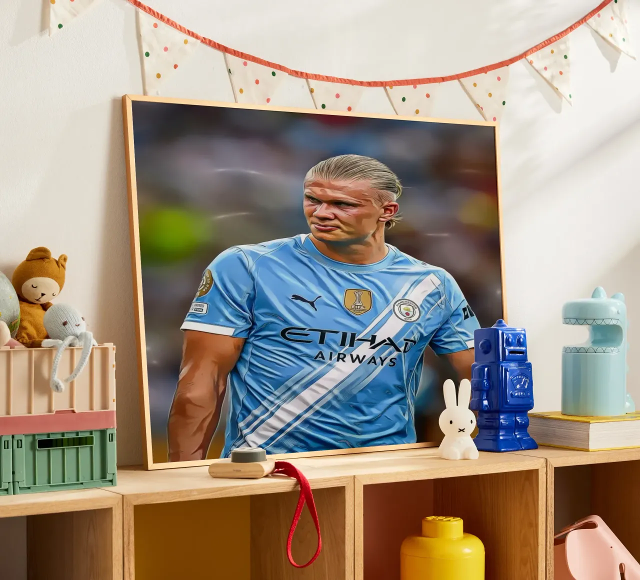Erling Haaland Digital Art Portrait poster con telaio in legno da ArdanART