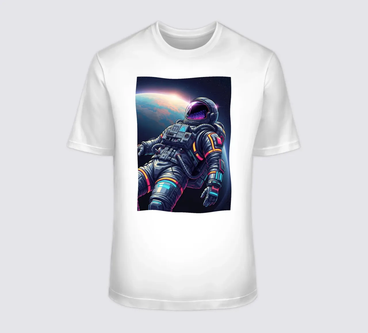 Astronaut floating in space t-shirt by Lembayung art