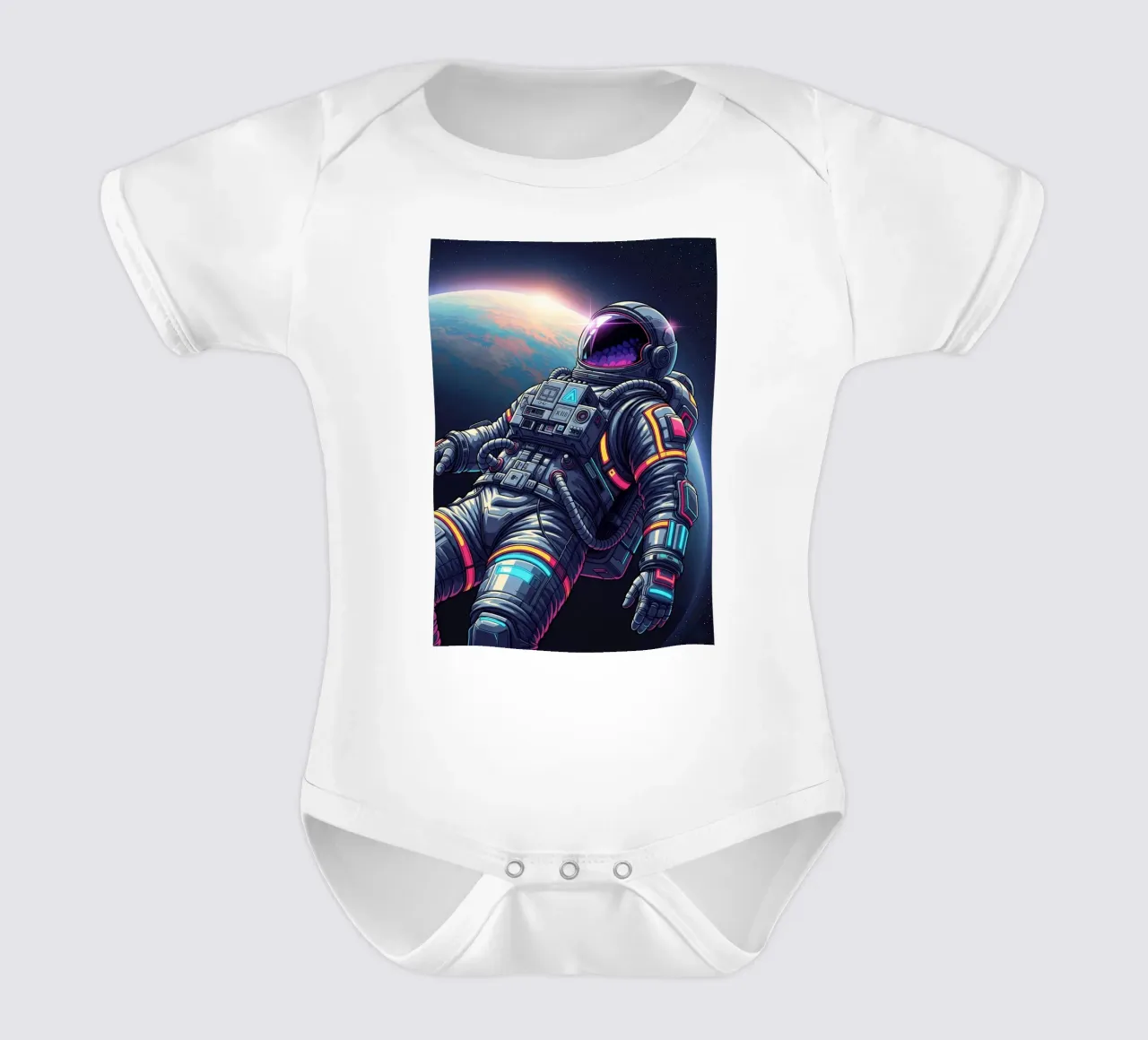 Astronaut floating in space short-sleeve baby romper by Lembayung art