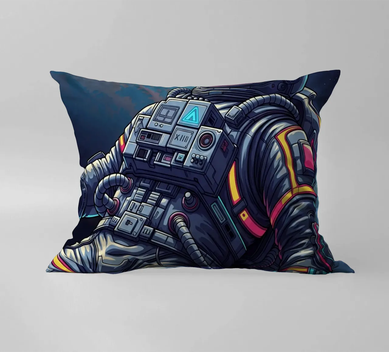 Astronaut floating in space decorative cushion by Lembayung art