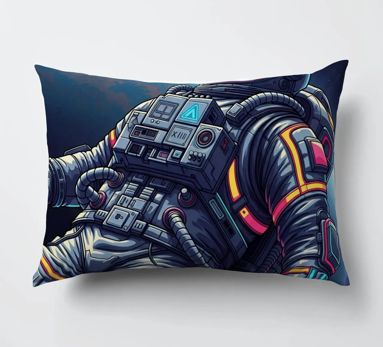 Astronaut floating in space decorative cushion by Lembayung art