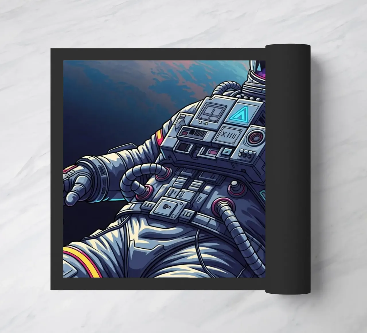 Astronaut floating in space doormat by Lembayung art