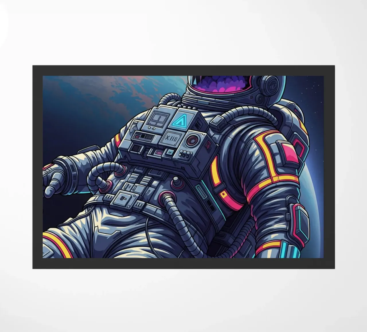 Astronaut floating in space doormat by Lembayung art