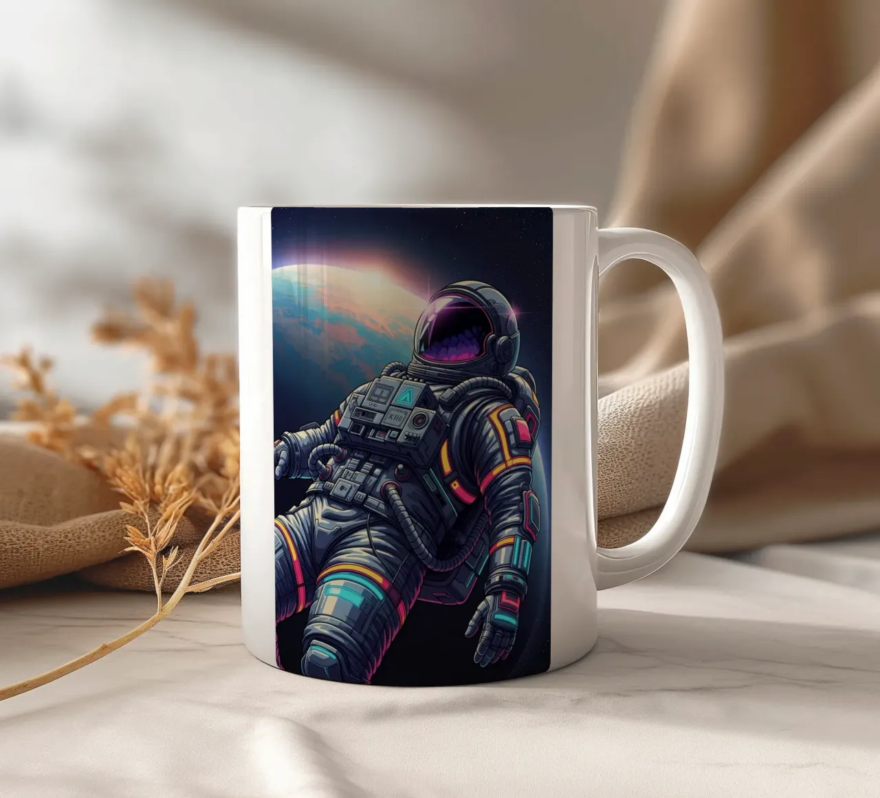 Astronauta che fluttua nello spazio tazza in ceramica da Lembayung art